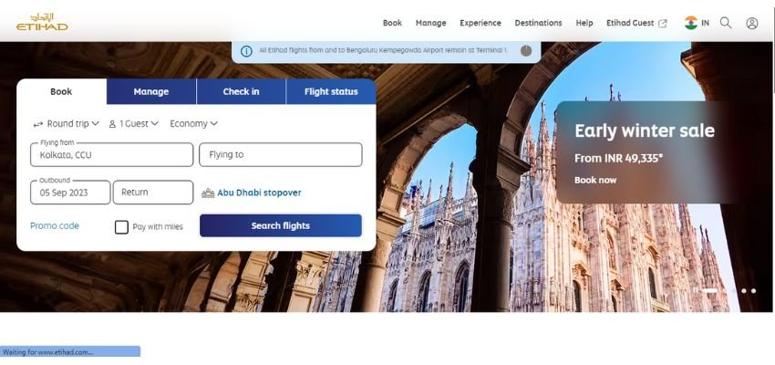 Etihad Online check in process